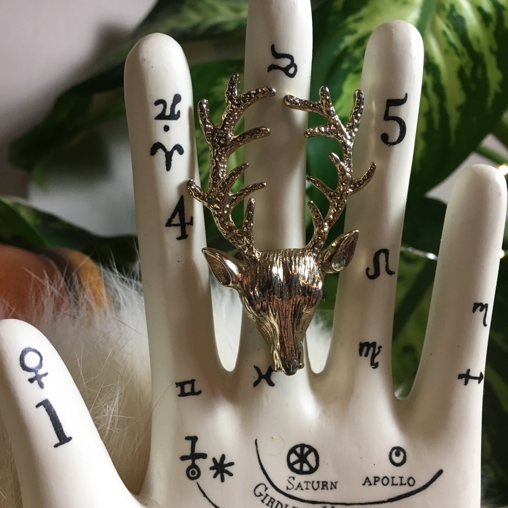 Wildfox Deer Head Gold Plated Statement Ring